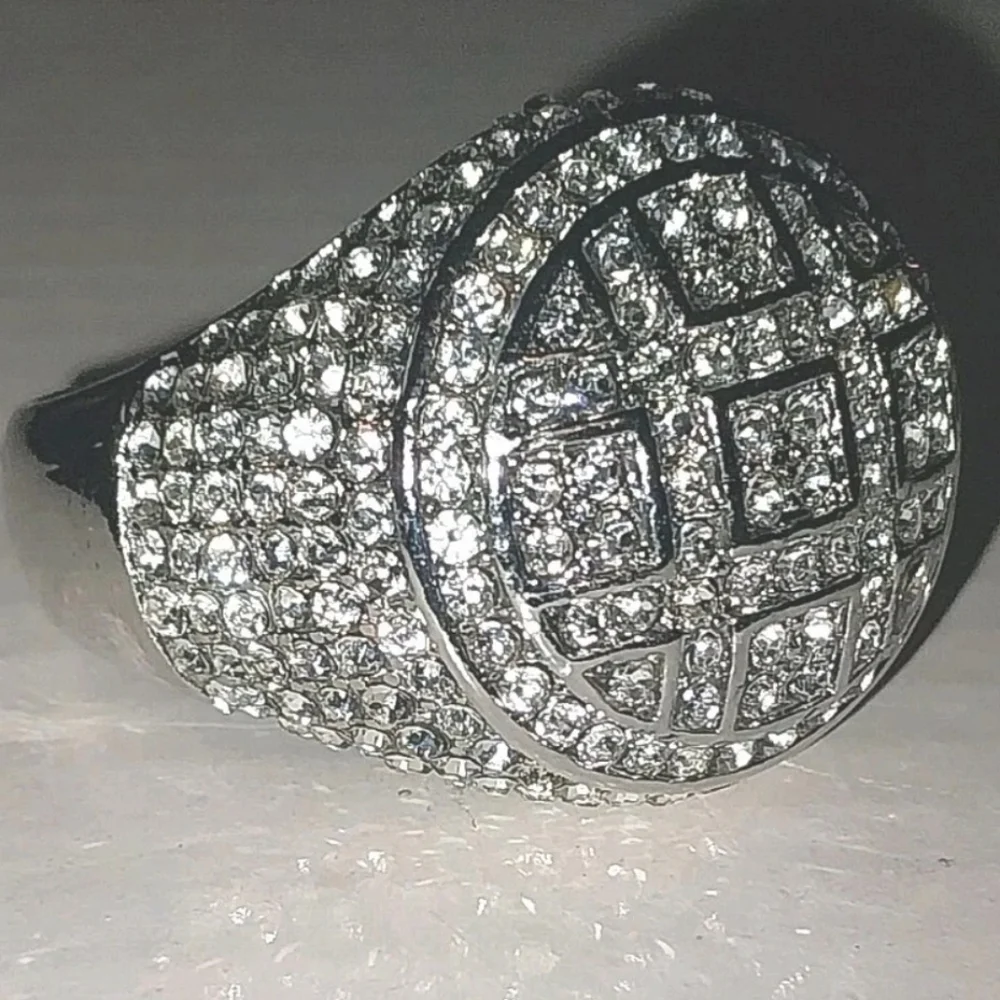 3Ct Round Lab-Created Diamond 14K White Gold Plated Pave Men's Pinky Ring Sz 11